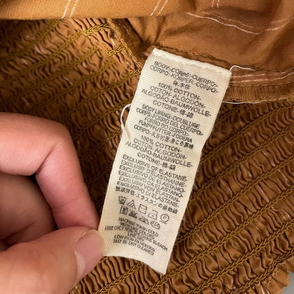 Free People Rose Garden Crop Top Medium Mustard Striped Smocked - Picture 6 of 7